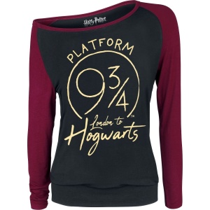 Harry Potter Platform 9 3/4 Dámské tričko s dlouhými rukávy cerná/bordová - Merchstore.cz