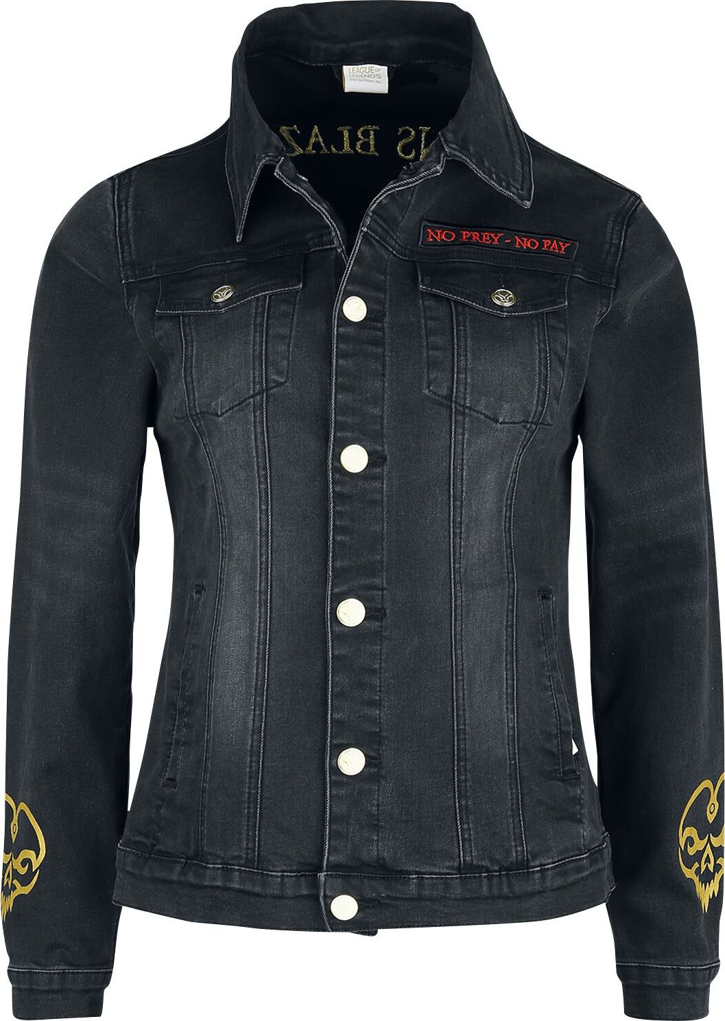 League Of Legends Miss Fortune - No Prey No Pay Dámská dzínsová bunda černá - Merchstore.cz League Of Legends Miss Fortune - No Prey No Pay Dámská dzínsová bunda černá - Merchstore.cz