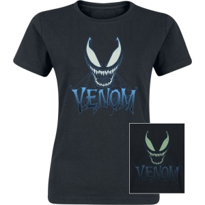 Venom (Marvel) Blue web face - svítí v tmě Dámské tričko černá - Merchstore.cz