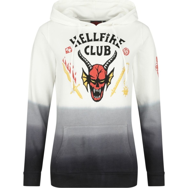 Stranger Things Hellfire Club Dámská mikina s kapucí cerná/bílá - Merchstore.cz