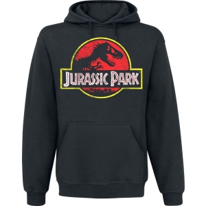 Jurassic Park Distressed Logo Mikina s kapucí černá - Merchstore.cz