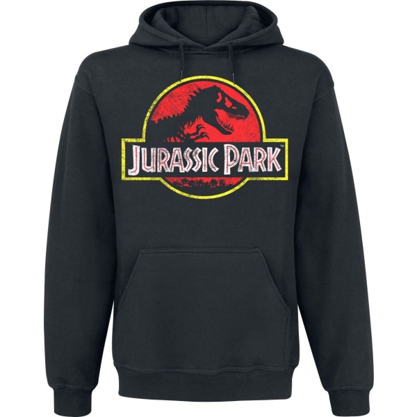 Jurassic Park Distressed Logo Mikina s kapucí černá - Merchstore.cz