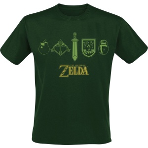 The Legend Of Zelda Quest Essentials Tričko zelená - Merchstore.cz