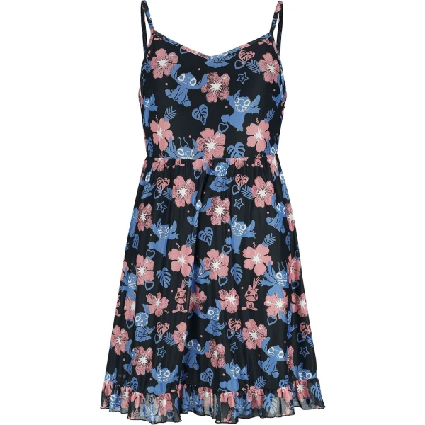 Lilo & Stitch Red And Blue Floral Šaty vícebarevný - Merchstore.cz