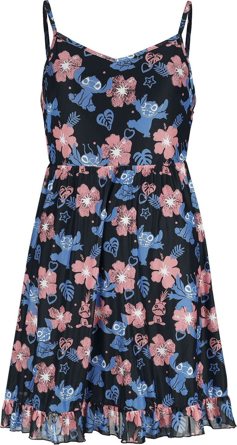 Lilo & Stitch Red And Blue Floral Šaty vícebarevný - Merchstore.cz