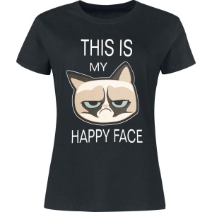 Grumpy Cat This Is My Happy Face Dámské tričko černá - Merchstore.cz