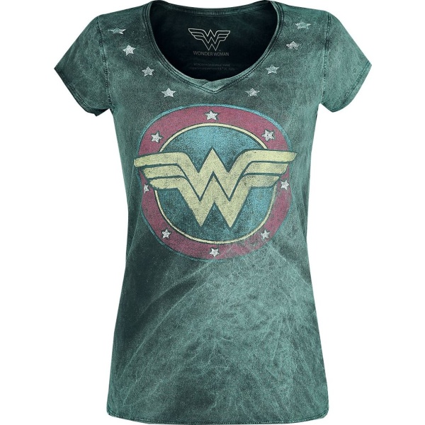 Wonder Woman Vintage Logo Dámské tričko zelená - Merchstore.cz