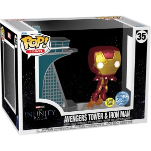 Iron Man Vinylová figurka č.35 Avengers Tower and Iron Man (Funko Pop! Town) (svítí v tmě) Sberatelská postava vícebarevný - Merchstore.cz