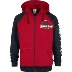 Jurassic Park Classic Logo Mikina s kapucí na zip cervená/cerná - Merchstore.cz