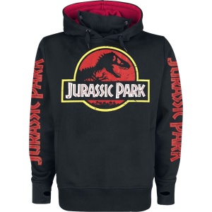 Jurassic Park Logo Mikina s kapucí cerná/cervená - Merchstore.cz