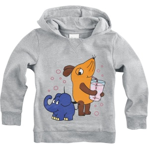 Die Sendung mit der Maus Kids - Mouse and Elephant detská mikina s kapucí prošedivelá - Merchstore.cz