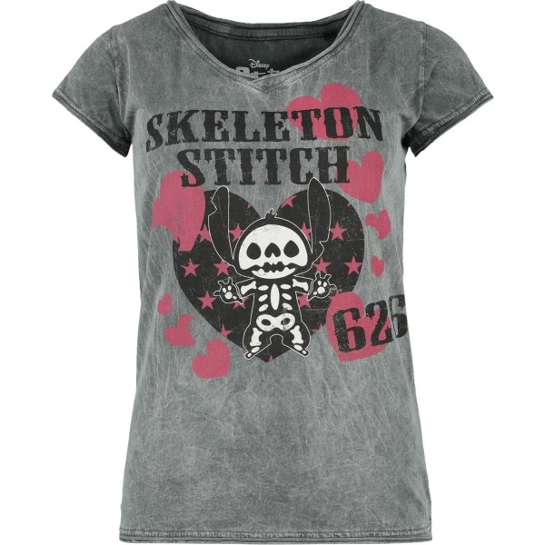 Lilo & Stitch Skeleton Stitch Dámské tričko šedá - Merchstore.cz