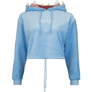 Lilo & Stitch Stitch Novelty Cropped Mikina s kapucí modrá - Merchstore.cz