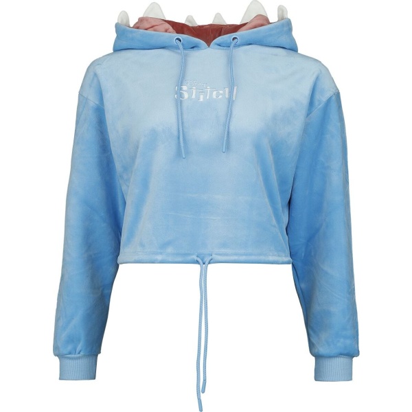 Lilo & Stitch Stitch Novelty Cropped Mikina s kapucí modrá - Merchstore.cz