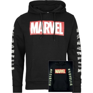 Marvel Logo- svítí v tmě Mikina s kapucí černá - Merchstore.cz