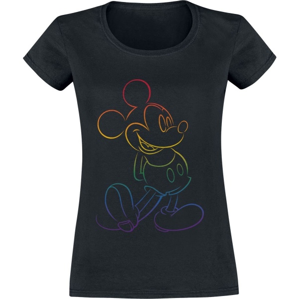 Mickey & Minnie Mouse Rainbow Micky Dámské tričko černá - Merchstore.cz