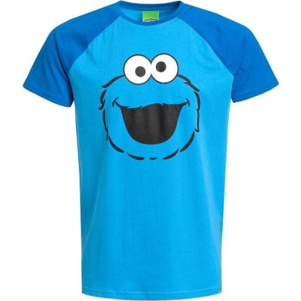 Sesame Street Cookie Monster Face Tričko modrá - Merchstore.cz