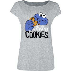 Sesame Street Me Just Here For Cookies Dámské tričko šedá - Merchstore.cz