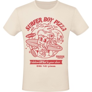 Stranger Things Surfer Boy Pizza Tričko béžová - Merchstore.cz