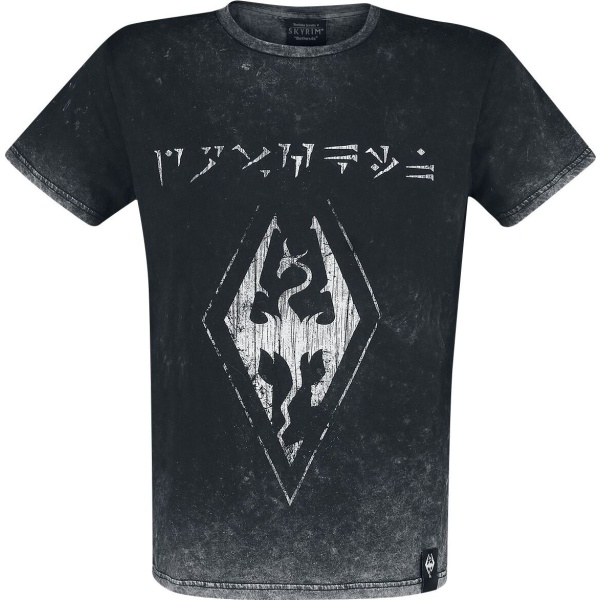 The Elder Scrolls V - Skyrim - Dovahkiin Logo Tričko černá - Merchstore.cz