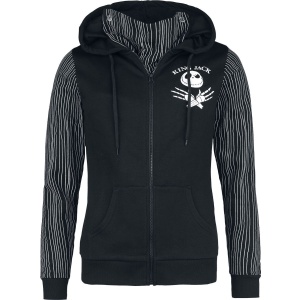 The Nightmare Before Christmas Jack Stripes Dámská mikina s kapucí na zip černá - Merchstore.cz