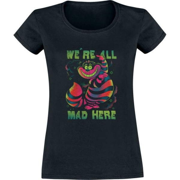 Alice in Wonderland Chesire Rainbow Dámské tričko černá - Merchstore.cz