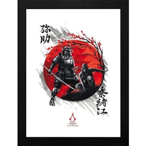 Assassin's Creed Shadows - Yasuke & Naoe Zarámovaný obraz cerná/cervená/bílá - Merchstore.cz