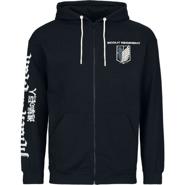 Attack On Titan Eren Jaeger Mikina s kapucí na zip černá - Merchstore.cz