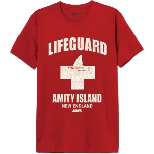 Der weisse Hai Lifeguard Amity Island Tričko červená - Merchstore.cz