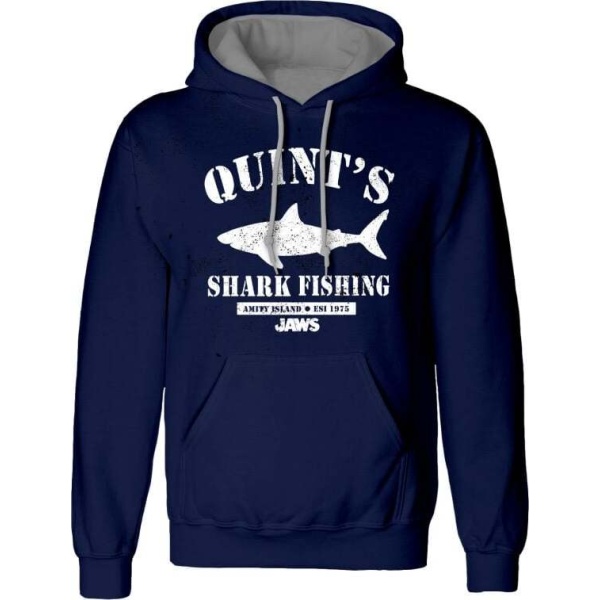 Der weisse Hai Quints Shark Fishing Mikina s kapucí námořnická modrá - Merchstore.cz