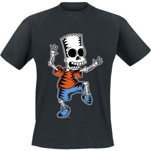 Die Simpsons Skeleton Bart Tričko černá - Merchstore.cz