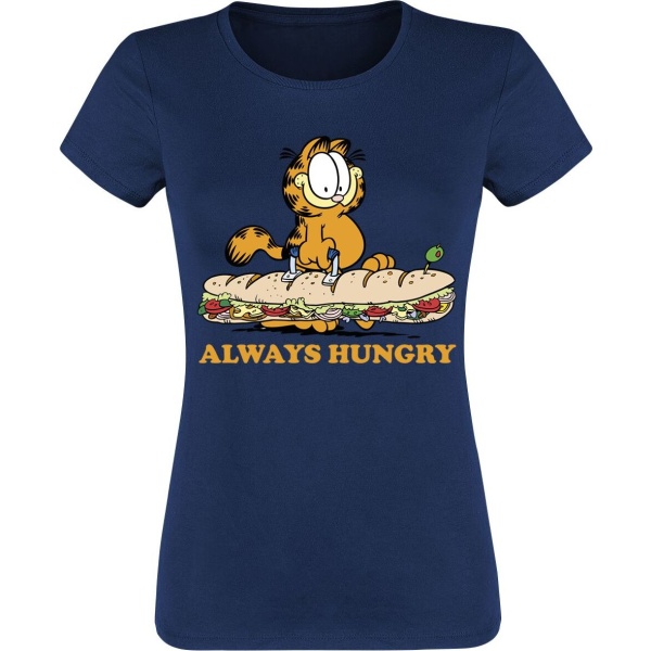 Garfield Always Hungry Dámské tričko námořnická modrá - Merchstore.cz