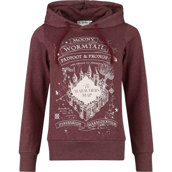 Harry Potter Marauder's Map Mikina s kapucí bordová - Merchstore.cz