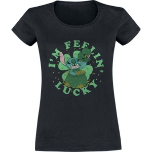 Lilo & Stitch I´m feelin lucky Dámské tričko černá - Merchstore.cz