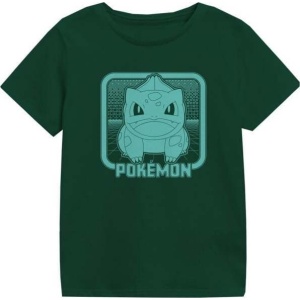 Pokémon Bisasam Retro Arcade detské tricko tmave zelená - Merchstore.cz