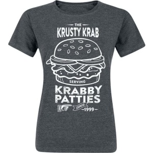 SpongeBob SquarePants The Krusty Krab Serving Krabby Patties Dámské tričko tmavě prošedivělá - Merchstore.cz