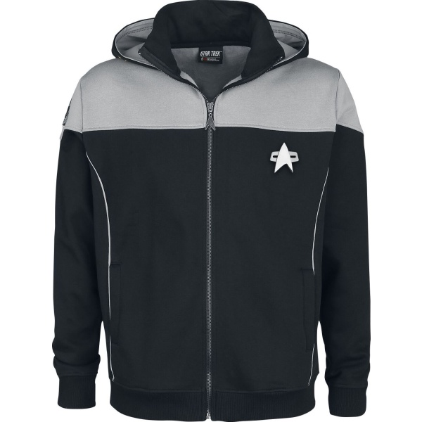 Star Trek Picard Mikina s kapucí na zip cerná/šedá - Merchstore.cz