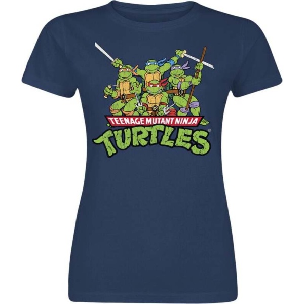 Teenage Mutant Ninja Turtles Turtles Distressed Group Dámské tričko námořnická modrá - Merchstore.cz