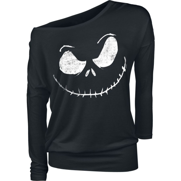 The Nightmare Before Christmas Jack Skellington - Face Dámské tričko s dlouhými rukávy černá - Merchstore.cz