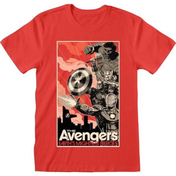 Avengers Stylised Poster Tričko červená - Merchstore.cz