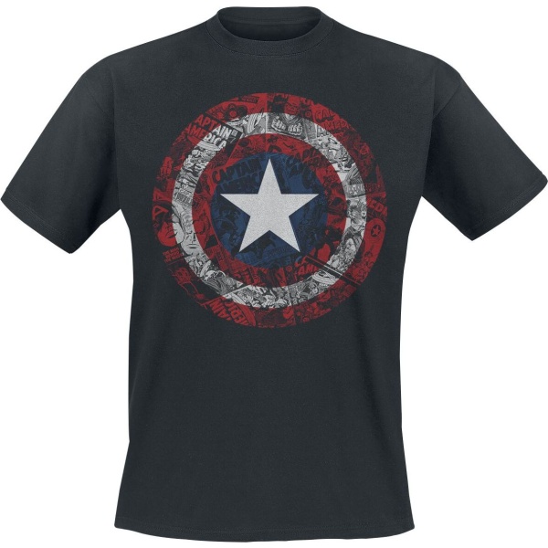 Captain America Comic Shield Tričko černá - Merchstore.cz