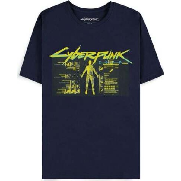 Cyberpunk 2077 - Vitruvian Man Tričko námořnická modrá - Merchstore.cz