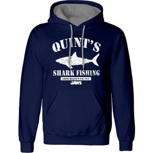 Der weisse Hai Quints Shark Fishing Mikina s kapucí námořnická modrá - Merchstore.cz