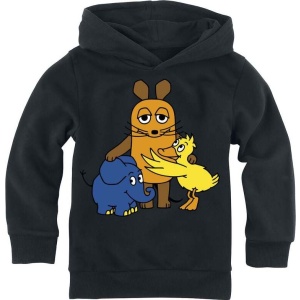 Die Sendung mit der Maus Maus - Elefant - Ente detská mikina s kapucí černá - Merchstore.cz