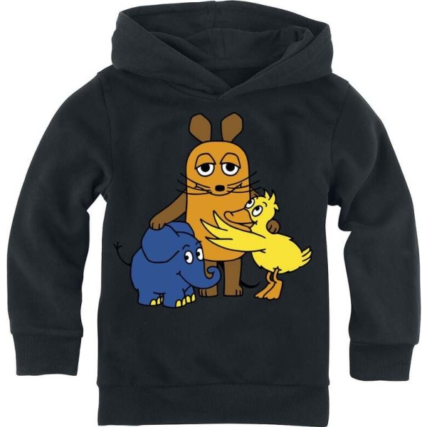 Die Sendung mit der Maus Maus - Elefant - Ente detská mikina s kapucí černá - Merchstore.cz