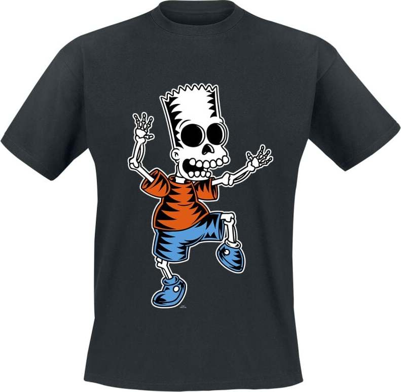 Die Simpsons Skeleton Bart Tričko černá - Merchstore.cz
