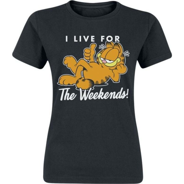 Garfield Live for the Weekend Dámské tričko černá - Merchstore.cz