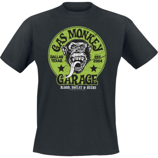 Gas Monkey Garage Green Logo Tričko černá - Merchstore.cz