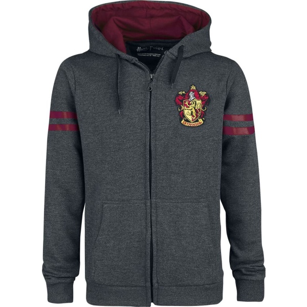 Harry Potter Gryffindor Sport Mikina s kapucí na zip šedá/bordová - Merchstore.cz