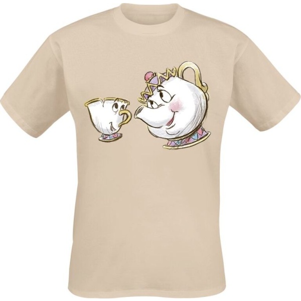 Kráska a zvíře Chip und Mrs Potts Tričko přírodní - Merchstore.cz